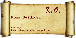 Kopa Ovidiusz névjegykártya
